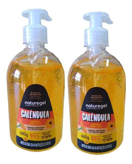 Kit 2 Álcool Gel Hidratante Antisséptico Calêndula - 440g (500ml)