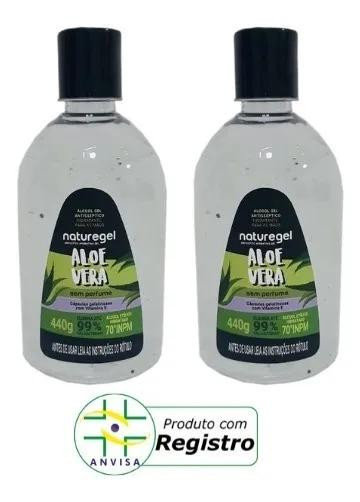Kit 2 Álcool Gel Hidratante Antisséptico Aloe Vera - 440g (500ml)